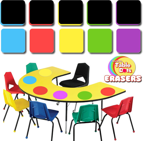 10 Pack Erasers Dry Erase Magnetic, 5 Bright Colors | Colors Match Table Spots and Table Dots | Whiteboard, White Board, Teachers, Classrooms...