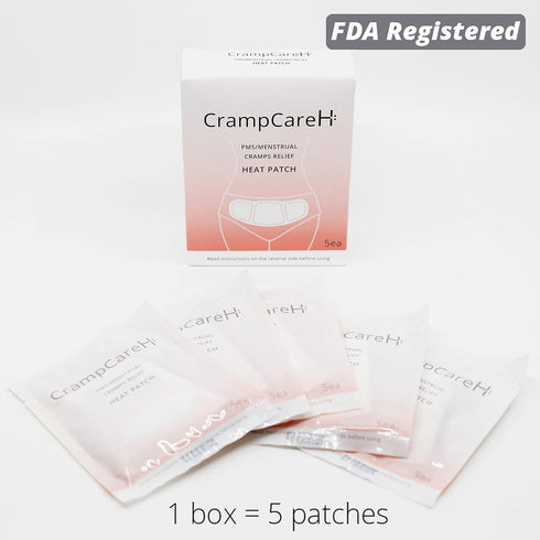 (5 Patches) CrampCareH PMS/Menstrual Cramps Relief Heat Patch with Wide Wings, FDA Registered...