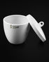 QWORK Lab Porcelain Crucible with Lid, 2 Pack, 50ml Capacity, White, Smooth Surface, for Laboratory School to Heat Chemical Compounds...