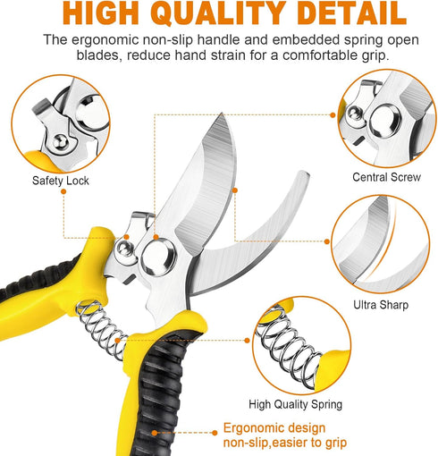 2 Packs Pruning Shears, Garden Shears, Garden Scissors, Garden Pruners Stainless Steel Pruning Shears for Gardening, Garden Clippers, Gardening To...