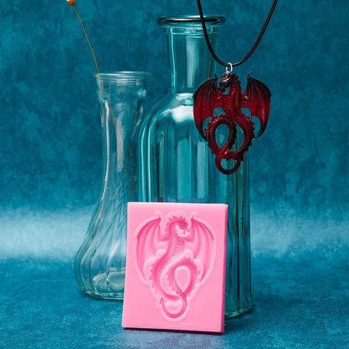 2 Pieces Dragon Silicone Mold Cute Dragon Fondant Mold Animal Dragon Chocolate Mold Baking Mould Tool for Cake Decorating Polymer Clay (Flying Dra...