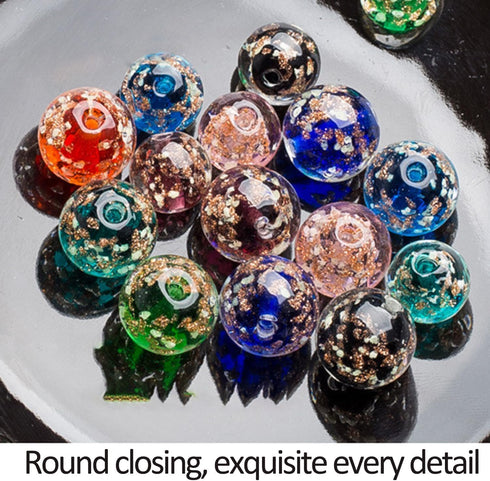 8mm 200pcs Glow in The Dack Glass Beads with Holes for Jewelry Making Bracelets Earrings Necklace Bulk Lampwork Solar Unique DIY Crafts Gold Space...