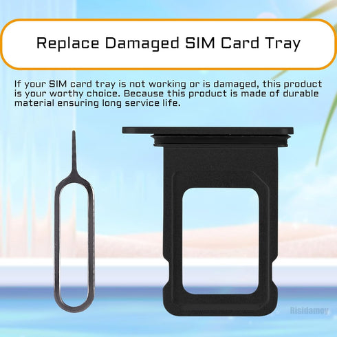 for iPhone 12 Black SIM Card Slot Replacement Single SIM Version for iPhone12 Card Tray Holder Adapter with Waterproof Rubber Ring Repair Kit Card...