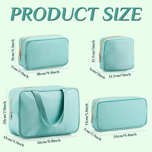 Hillban 4 Pieces Travel Nylon Makeup Bag Set Preppy Cosmetic Bag Nylon Cosmetic Zipper Pouches Travel Toiletry Bag for Women Girls for Toiletries ...