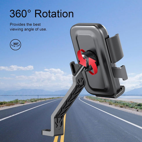 Bike Phone Mount, One Hand Operation and 360° Rotatable Phone Holder for Motorcycle and ATV Scooter, Compatible with iPhone, Samsung 4" - 6.9", (R...