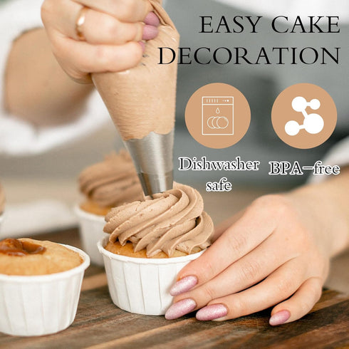 7 Pcs Piping Tips, Cake Piping Nozzles Kit Stainless Steel Piping Nozzles Tips Nozzles for Decoration DIY Icing Tool for Cream Cupcake Cookie Puff...