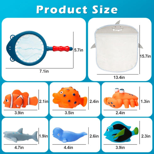 No Hole Mold Free Bath Toys for Toddlers 1-3, Water Toys for 6-12 Months Infants with Storage Bag, Baby Shark Toys for Pool, Bathtub, Beach, Showe...