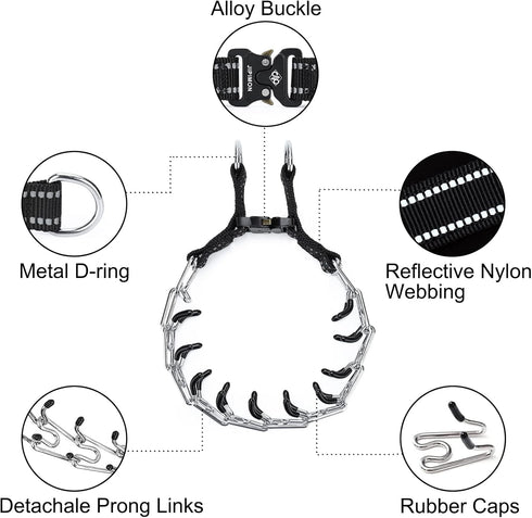 Prong Collar for Dogs Adjustable No Pull Dog Choke Pinch Training Collar with Comfortable Rubber Tip for Small Medium Large Dogs (Medium, Pink)...