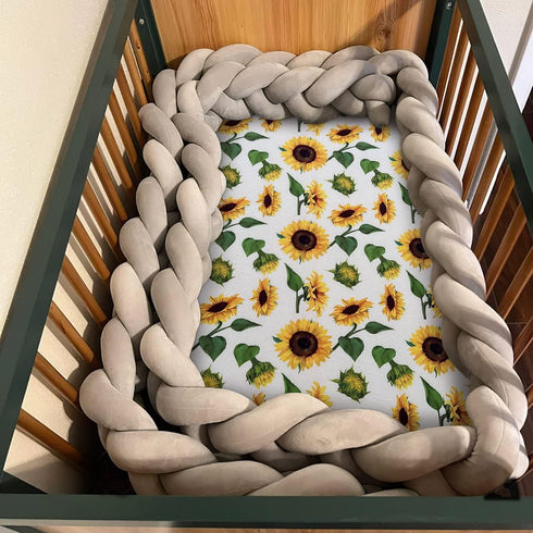Soft Fitted Crib Sheet, Stretchy and Breathable Toddler Crib Sheet for Boys and Girls, Fits Standard Crib and Toddler Mattress (Sunflower)...