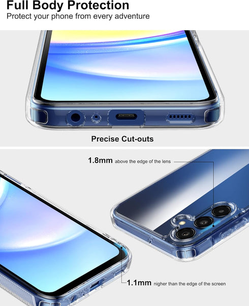 for Galaxy A15 5G Case,Premium PC+TPU Shockproof Protective Phone Case Cover with Tempered Glass Screen Protector for A15 2023 4G (Clear, A15)......