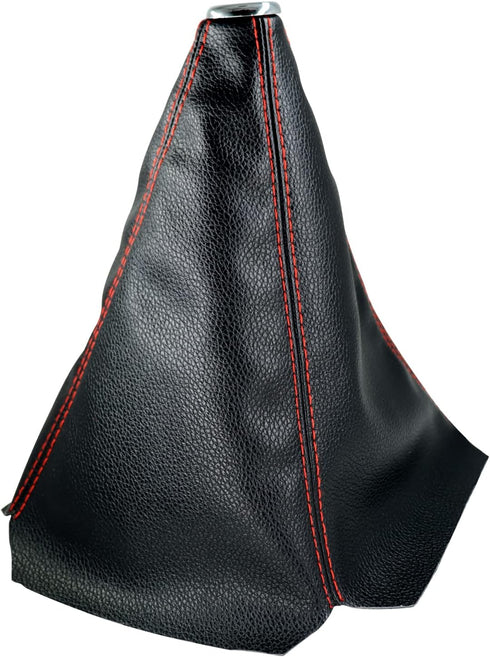 Universal Car Shift Knob dust Cover Black PU Leather Manual/Auto Shifter Shift Boots Cover (Black PU/Red Stitching)...