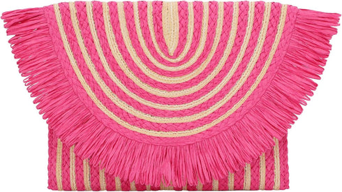 Women Fringe Straw Clutch Purses Envelope Summer Beach Bags Woven Clutch Handbags...