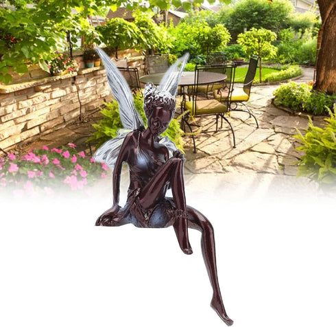 Tomotato Sitting Fairy Garden Statue Resin Crafts Flower Fairy Garden Decoration Figure Unique Shape Cute Resin Statue Miniature Figurine Sculptur...