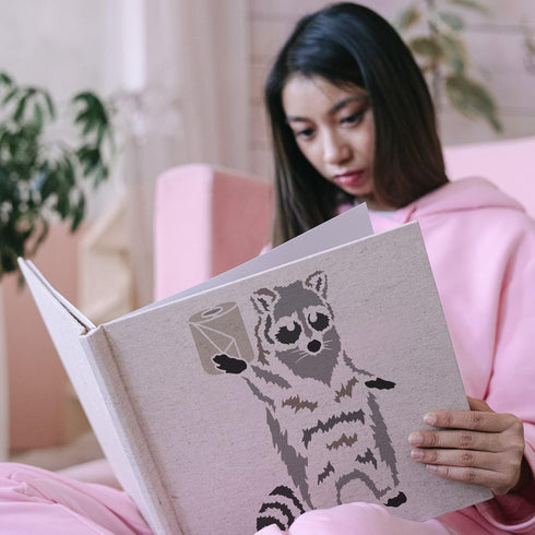 FINGERINSPIRE Funny Raccoon Stencil 8.3x11.7inch Reusable Raccoon with Roll Paper Drawing Stencil DIY Art Raccoon Decoration Template Animal Stenc...