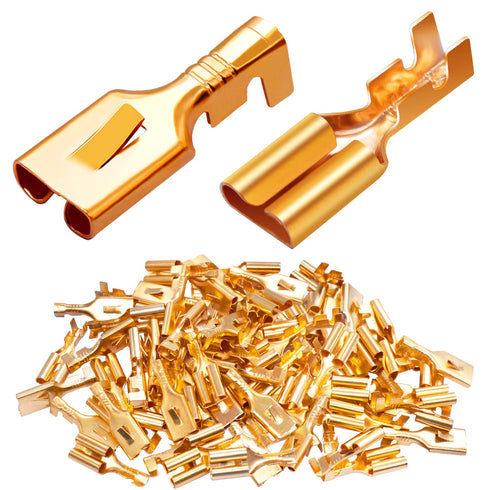 Twidec/100PCS 7.8mm Female Spade Connector Quick Splice Crimp Terminals Non Insulated Wire Connector for Electrical Wiring Relay Car Audio Speaker...