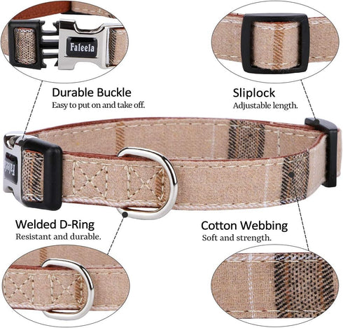 Soft &Comfy Bowtie Dog Collar,Detachable and Adjustable Bow Tie Collar,for Small Medium Large Pet (S, Brown)...