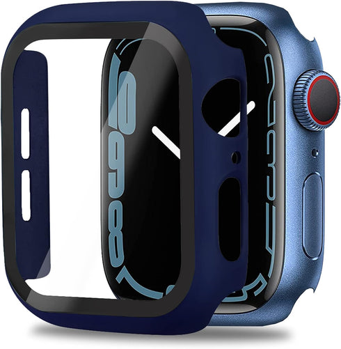 Miimall Compatible for Apple Watch Series 8 Case 45mm with Screen Protector Anti-Scratch Shockproof Hard PC and Tempered Glass Film Bumper Case fo...