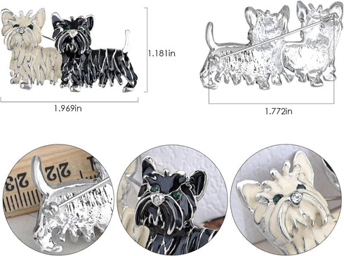 Alilang Cute Black White Shih Tzu Terrier Dog Puppy Love Enamel Cartoon Furry Animal Brooch Pin...