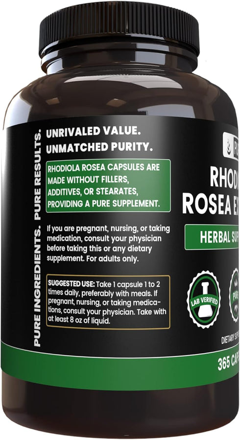 Pure Original Ingredients Rhodiola Rosea (365 Capsules) No Magnesium Or Rice Fillers, Always Pure, Lab Verified...