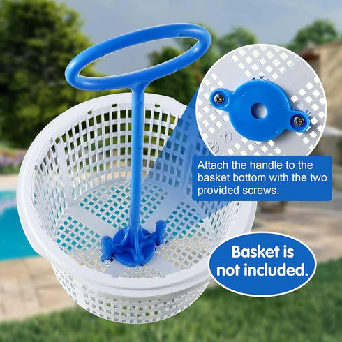 Blue Skimmer Basket Handle for Inground Pool, Removable Handle Design Pool Cleaning Equipment with Handle for Debris Removal (Blue- 2 Pack)...