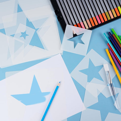 Large Star Stencil for Painting Template 5 Point Star Template Reusable Plastic Stencils,for Home Decoration Arts Paper Fabric Flag(8 Sizes)...