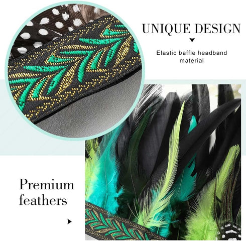 Aukmla Peacock Feather Fascinator Decorative Feather Headpiece Crown Headdress Costume Halloween Headband for Party...