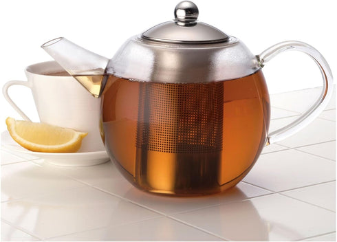 BonJour Tea Glass Teapot with Stainless Steel Infuser, 23.7 Ounce, Clear...