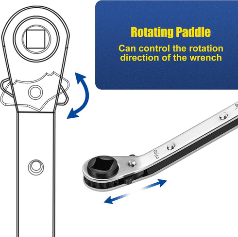 WADEO HVAC Service Wrench Set, 4 Sizes, Hex Bit Adapter, Compact Design, Suitable for Air Conditioning and Refrigeration Equipment Repair...