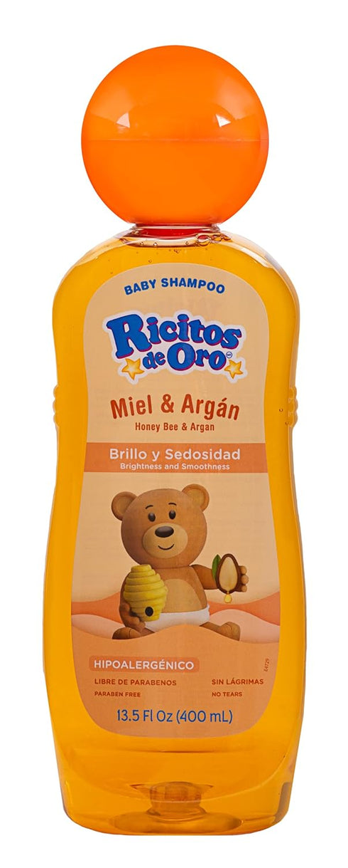 Ricitos de Oro Baby Shampoo Cleansing Shampoo with Natural Extract No more tears Hypoallergenic 2Pack of 13.5 FL Oz Bottles., White, Honey, 2 Coun...
