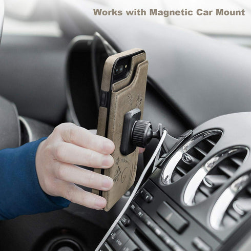 Vaburs for iPhone 7 Plus/8 Plus Case Wallet with Card Holder, Embossed Butterfly Premium PU Leather Double Magnetic Buttons Flip Shockproof Protec...