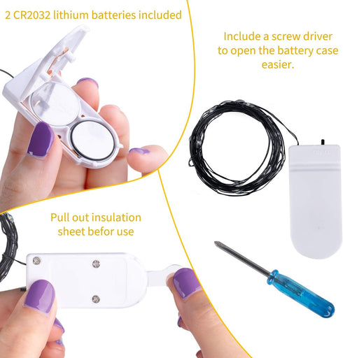 Halloween Orange Fairy String Lights: 12 Pack 7 Ft 20 LED Battery Operated Firefly Lights on Black Wire Starry Moon Lights for DIY Party Bedroom P...