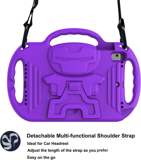 LTROP Kids Case for iPad 5th/6th Generation (2017/2018) & Air 2, Shoulder Strap Handle Stand Shockproof Bumper Cute Kid Case for iPad 9.7 Inch, Pu...