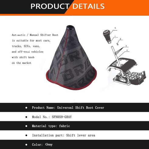 Universal Shift Boot Cover,Fabric Shifter Manual/Auto Shift Knob Boot Dust Cover (Gray)...