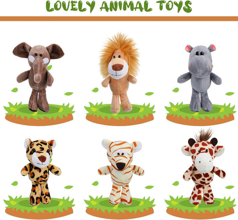 12 Pieces Mini Stuffed Forest Animals Jungle Animal Plush Toys in 4.8 Inch Cute Plush Elephant Lion Giraffe Tiger Plush for Animal Themed Parties ...