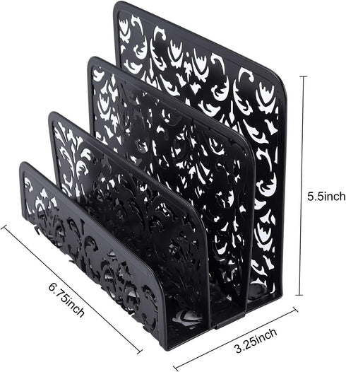 EasyPAG Desk Mail Organizer 2 Pack Office Small Letter Sorter Desktop File Organizer with 3 Vertical Upright Compartments, Black...