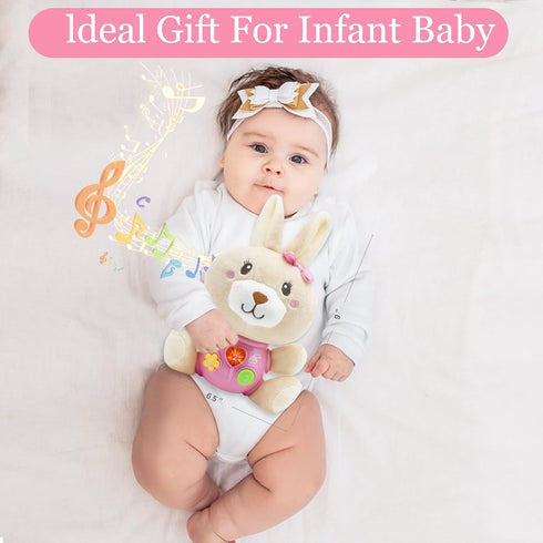 HAPTIME Baby Bunny Musical Toys, Newborn Girl Soft Plush Stuffed Animal, Infant Light Music Tummy Time Toy, 1st Birthday Baby Girl Shower Gift for...