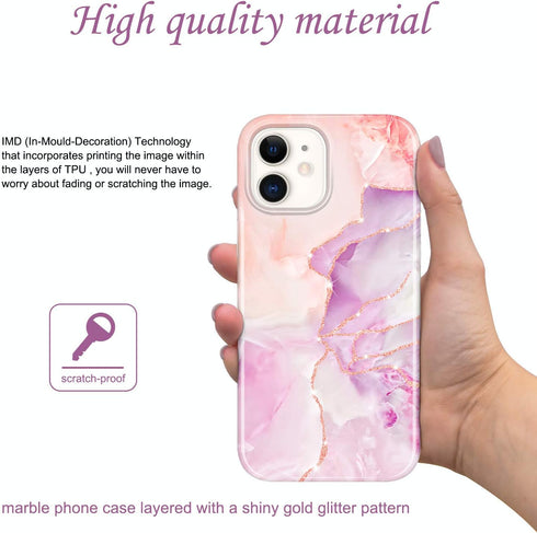 JIAXIUFEN Sparkle Gold Glitter Case Compatible with iPhone 12 mini Marble Slim Shockproof TPU Soft Rubber Silicone Cover Phone Case 5.4 inch 2020 ...