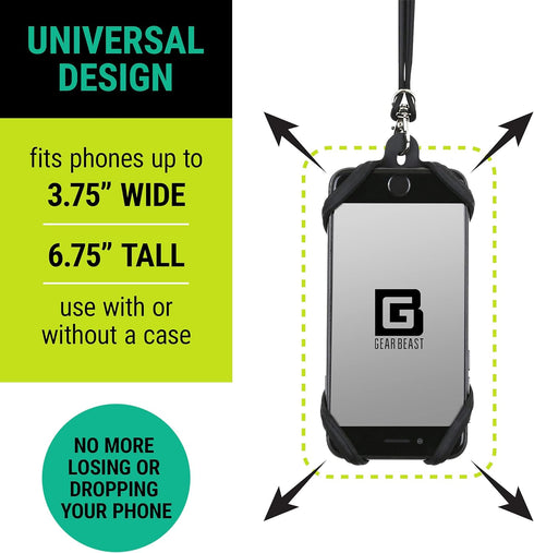 Universal Phone Lanyard Holder and Ring Grip, Silicone Cell Phone Lanyard Neck Strap and Phone Ring Holder Stand Compatible with Most Smartphones...