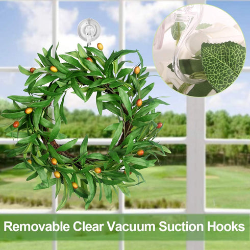 2PCS Wreath Hanger, Suction Cup Hooks with Key Lock, Heavy Duty Vacuum Wall Window Shower Suction Cup Hook and Wreath Hanger for Front Door, Wreat...