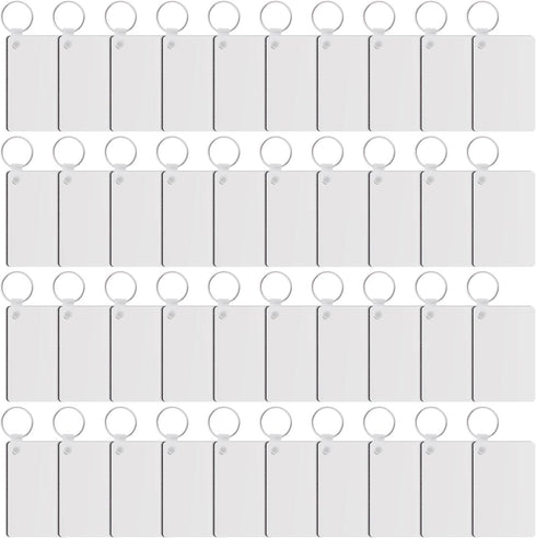 Duufin 120 Pieces Rectangle Sublimation Keychain Blanks Double Side Heat Transfer Blanks MDF Blank Board Key Rings Blanks for Sublimation DIY and ...