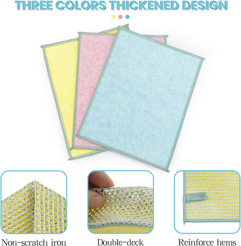 9pcs Wire Dishcloth, Multipurpose Wire Dishwashing Rags Cleaning Rags Dishcloths for Kitchen Non Scratch Dish Rags for Dishes Sink Cookware Counte...