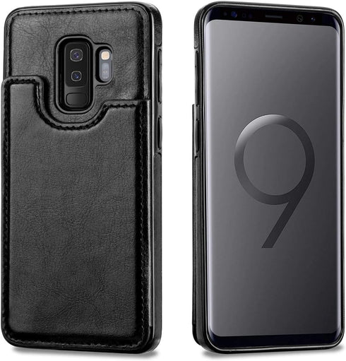 HianDier Wallet Case for Galaxy S9 Plus, Slim Protective Case with Credit Card Slot Holder Flip Folio Soft PU Leather Magnetic Closure Cover Compa...