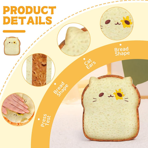 Toast Bread Pillow Funny Sliced Bread Plush Toy Pillows, Funny Food Plushie Stuffed Toy, Cute & Soft Bread Shape Stuffed Decor Toy, Birthday Toy f...
