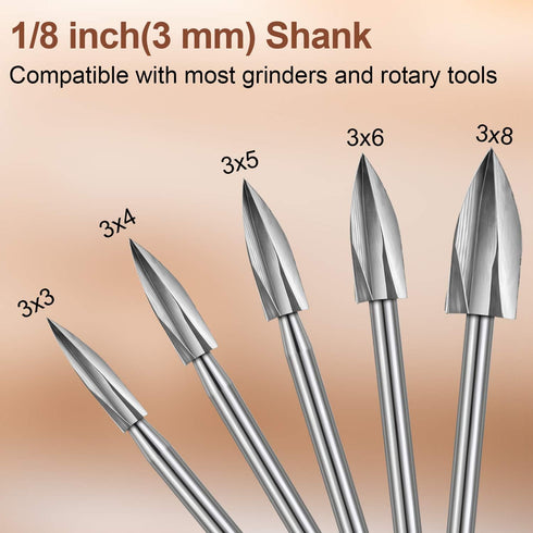 Honoson 15 Pieces Wood Carving and Engraving Drill Bit Set, Including Engraving Drill Accessories Bit and HSS Carbide Wood Milling Burrs for DIY C...