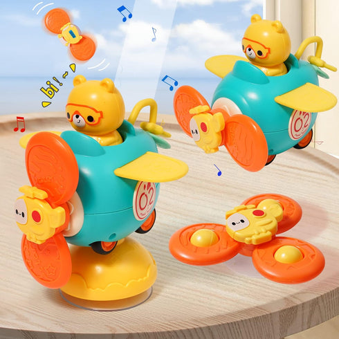 3 in 1 High Chair Toys with Suction Cups Spinner Baby Toys for Babies 6-12 Months,Infant Teething Tray Rattle Bath Toys for Babies 12-18 Months To...