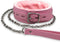 Gothic Leather Choker Collar, PU leather Fur Lined Collars Necklace with Long and Durable Detachable Leash Chain Pet Collars, Pink...