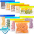 Reusable Food Storage Bags - 10 Pack Dishwasher Safe Freezer Bags, BPA Free Silicone, Leakproof for Marinate Salad Fruit Travel - 5 Sandwich 5 Sna...