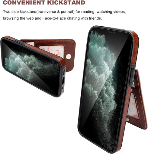KIHUWEY Compatible with iPhone 12 Mini Case Wallet with Credit Card Holder, Premium Leather Magnetic Clasp Kickstand Heavy Duty Protective Cover f...