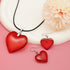RechicGu Big Chunky Puffy Heart Pendant Choker Necklace Earrings Jewelry Set, Black String Chain,Stainless Steel Hook,Y2K Grunge Gothic Necklace,E...