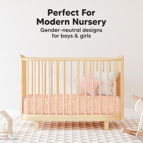 Pack and Play Sheets Fitted, 2-Pack Mini Crib Sheets - Pack N Play Sheets, Organic Fitted Crib Sheet for Pack and Play Mattress, Playard Baby Crib...